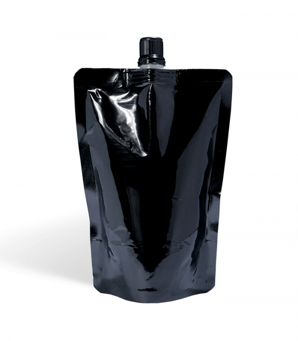 shiny black spout pouch