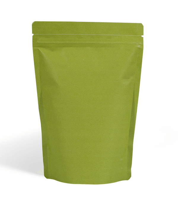 green paper stand up pouch