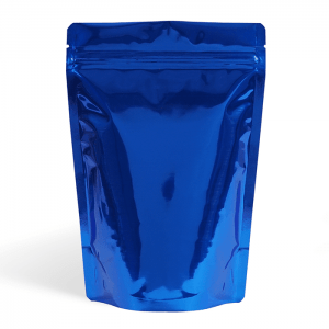 shiny blue stand up pouch