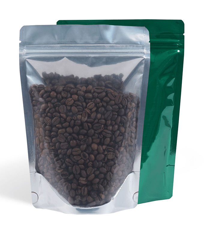 shiny green one side clear pouch