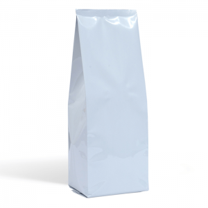 shiny white side gusset bag